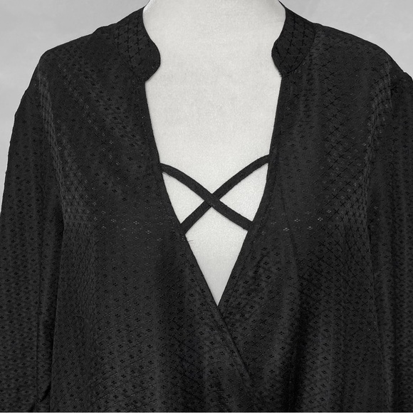 New Band Of The Free Crossover V-Neck Long Sleeve Top Hallie Black Size Medium - Picture 6 of 16